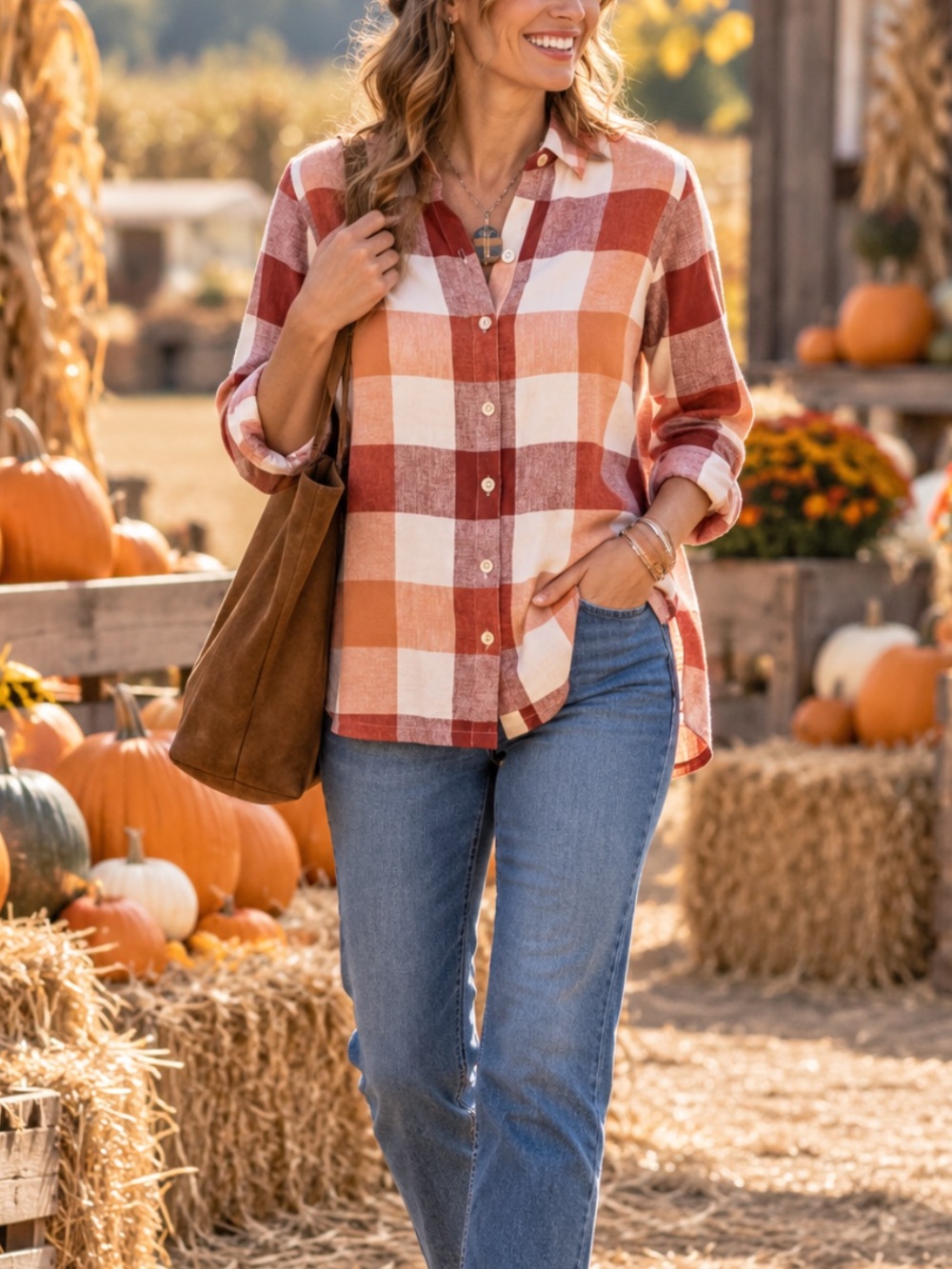 Soft Surroundings Carreaux Flannel Shirt NEW